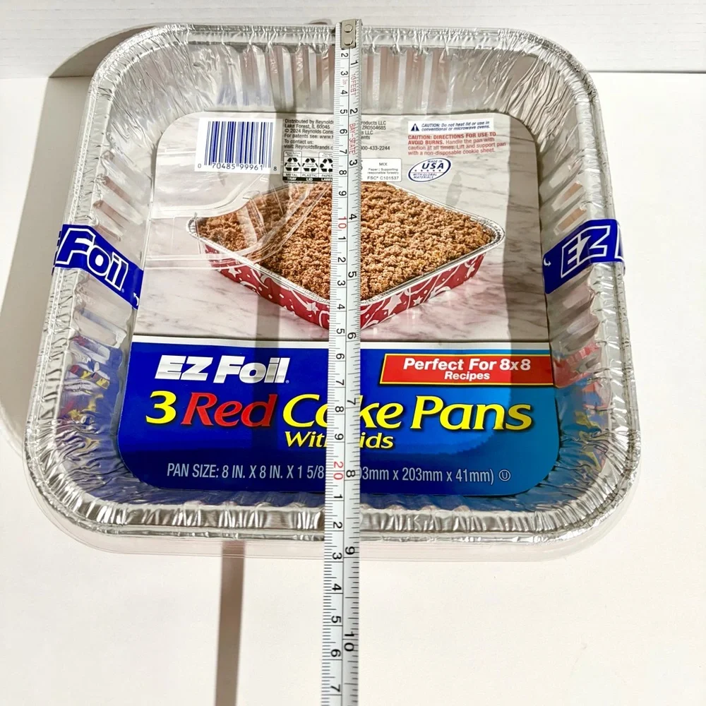 EZ Foil Reynolds 3 pk Red Star Cake Pan Lid ~8x8x2” Holiday Limited Edition NEW